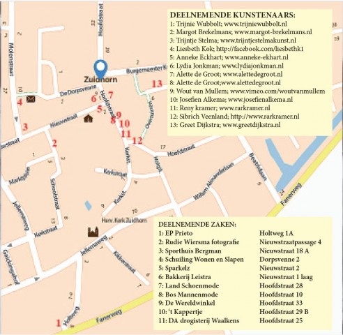 Kunst-route-zuidhorn-plattegrond