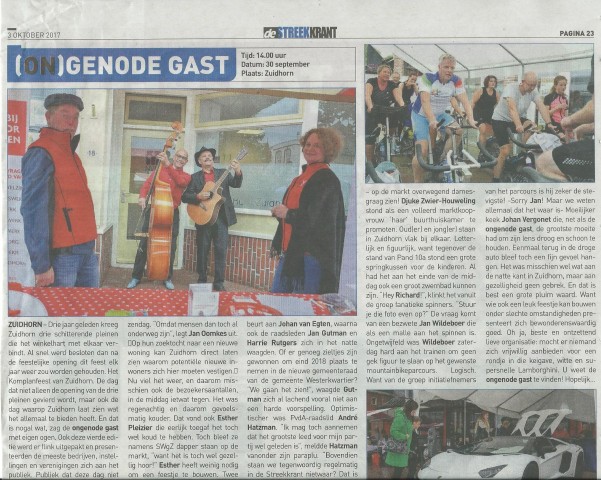 In de pers streekkrant kom in zuidhorn 3 oktober 2017