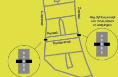 Situatietekening tijdelijke afsluiting zonstraat en kumastraat zuidhorn