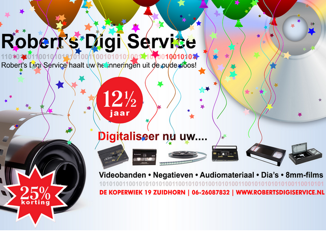 Laat nu uw analoge materiaal nu met jubileum korting digitaliseren.