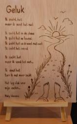Gedicht op hout: GELUK